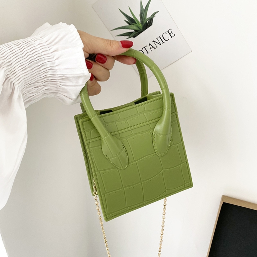 Vibrant Green Structured Mini Bag with Top Handles